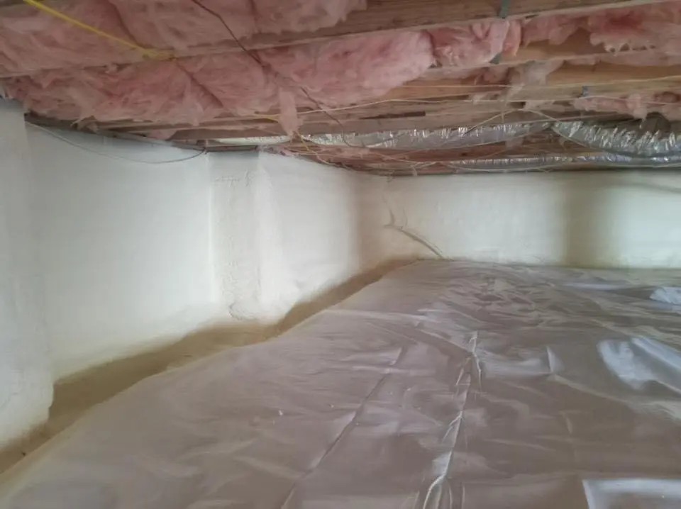 Crawl space encapsulation with closed-cell spray foam for Attic Insulation in Ellington